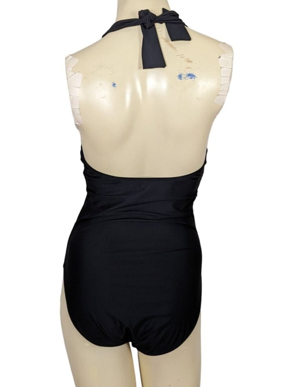 Talbots one piece halter style wrap bust black swimsuit size 8 - Picture 3 of 10